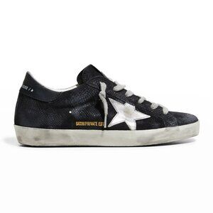 LIKE NEW-Golden Goose Super Star Snake-Embossed Suede Low-Top Sneakers